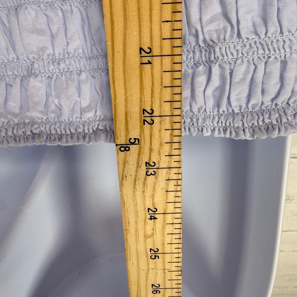 J.Crew Blue Smocked Button Top Coastal Preppy Cottage Spring medium quiet luxury - Picture 6 of 11